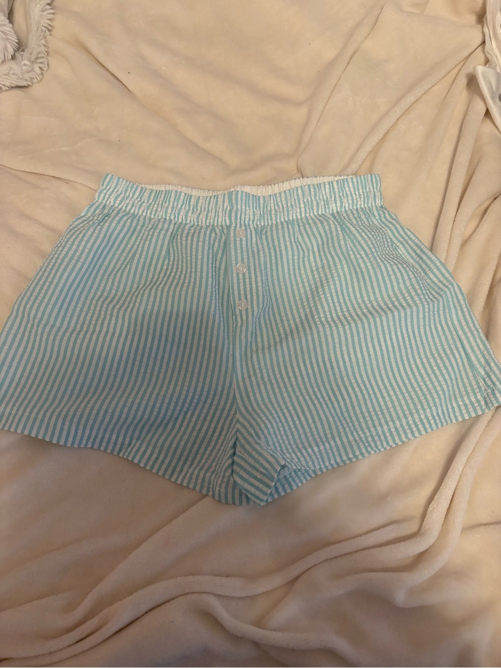 SHEIN Light Mint Green Striped High Waist Women's Shorts
